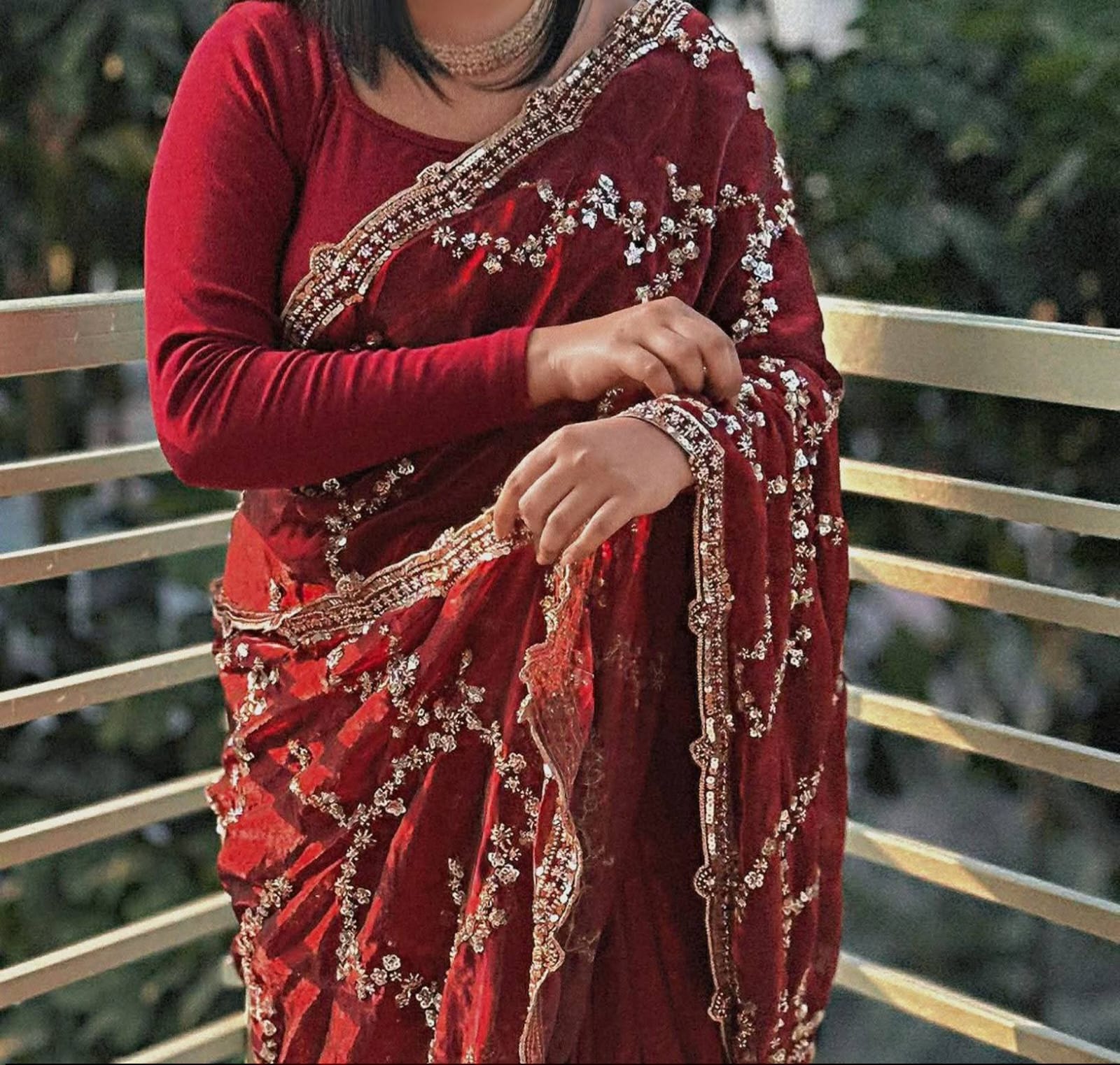 Silk Saree with Sequin Embroidery for Occasions, Over 12 Haath