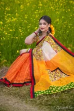 Soft Silk Digital Print Eid Saree with Tasselled Anchal