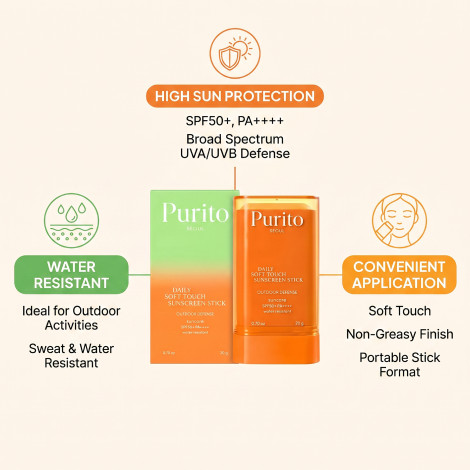 Purito ডেইলি সফট টাচ সানস্ক্রিন স্টিক SPF50+ PA+++ 20g