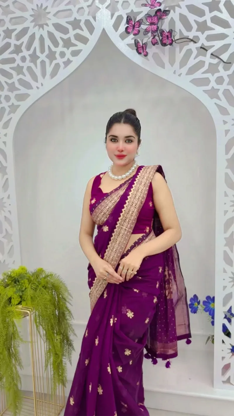 Semi Muslin Screen Print Saree with Blouse Piece, 5 Colours