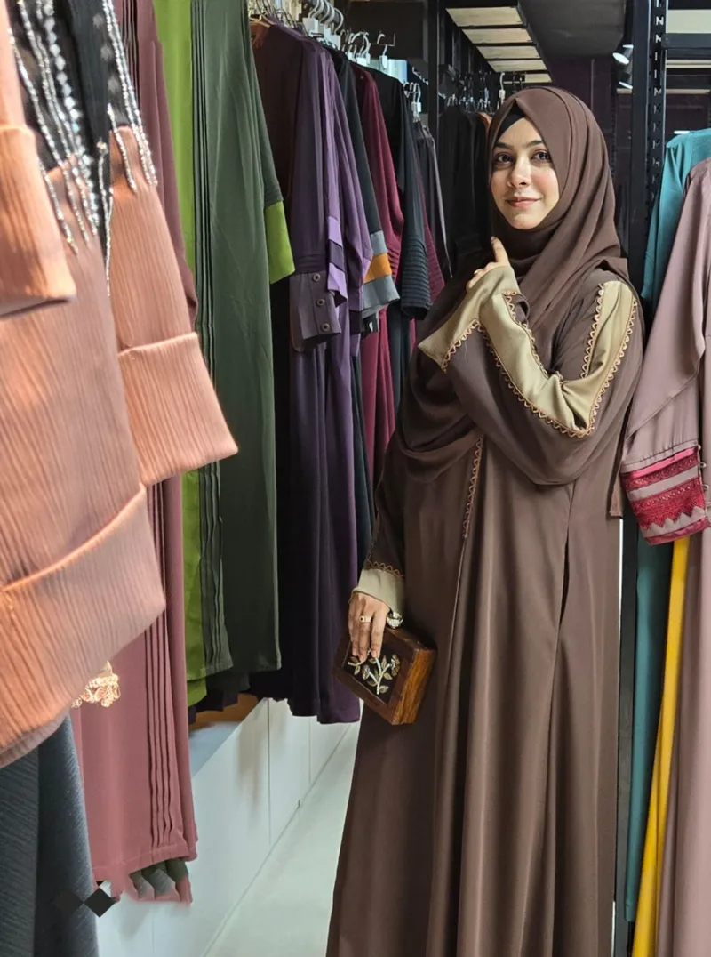 Lace Work Cherry Borka with Hijab, Body Size 48
