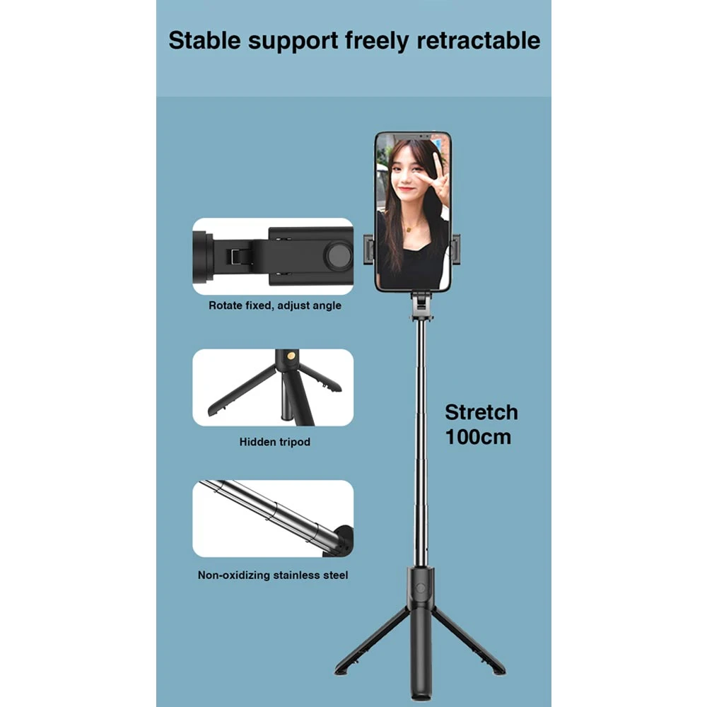 Onten OTN-DS103 100CM Wireless Selfie Stick with Tripod Black
