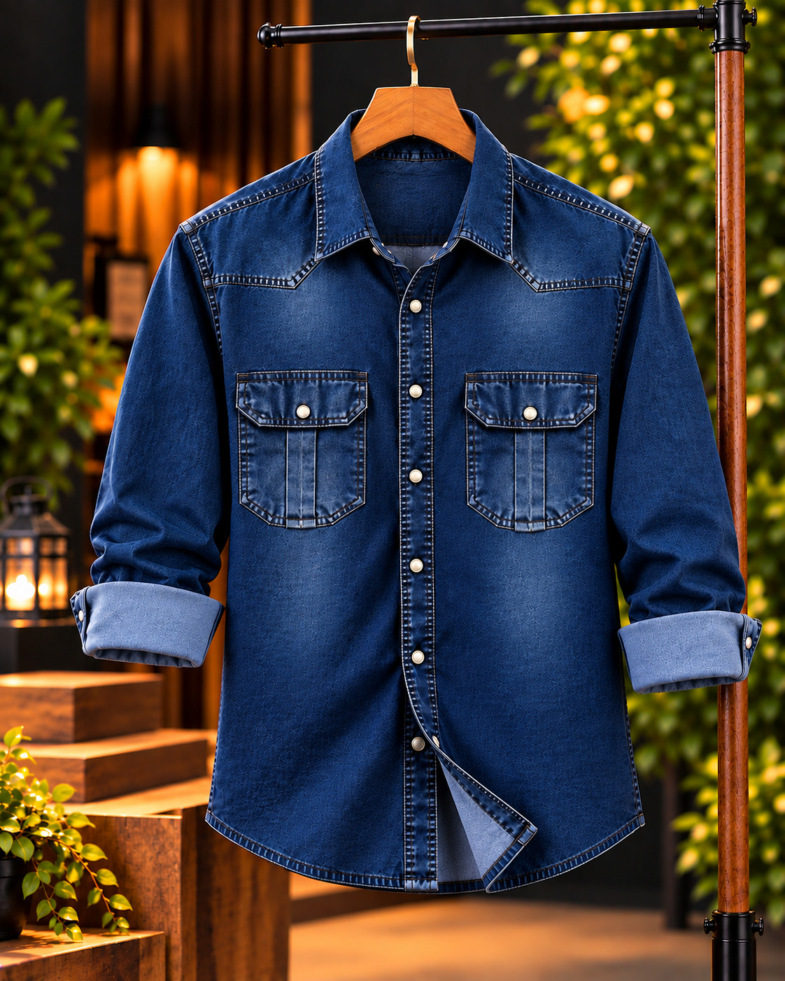 Men's 220+ GSM Denim Shirt for Winter, Sizes M to XL