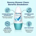 Rexona Shower Clean মোশন অ্যাক্টিভেটেড রোল-অন 45 মিলি