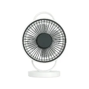 YAGE YG-7999 রিচার্জেবল 8 ইঞ্চি 360° ঘোরানো ফ্যান LED লাইটসহ, সাদা