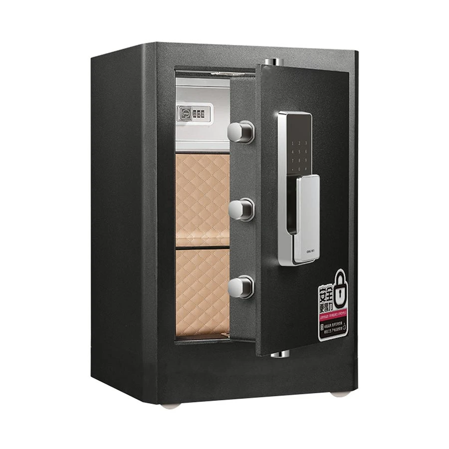 Deli 4116G Fingerprint Digital Safe Box with Key & Password, Black