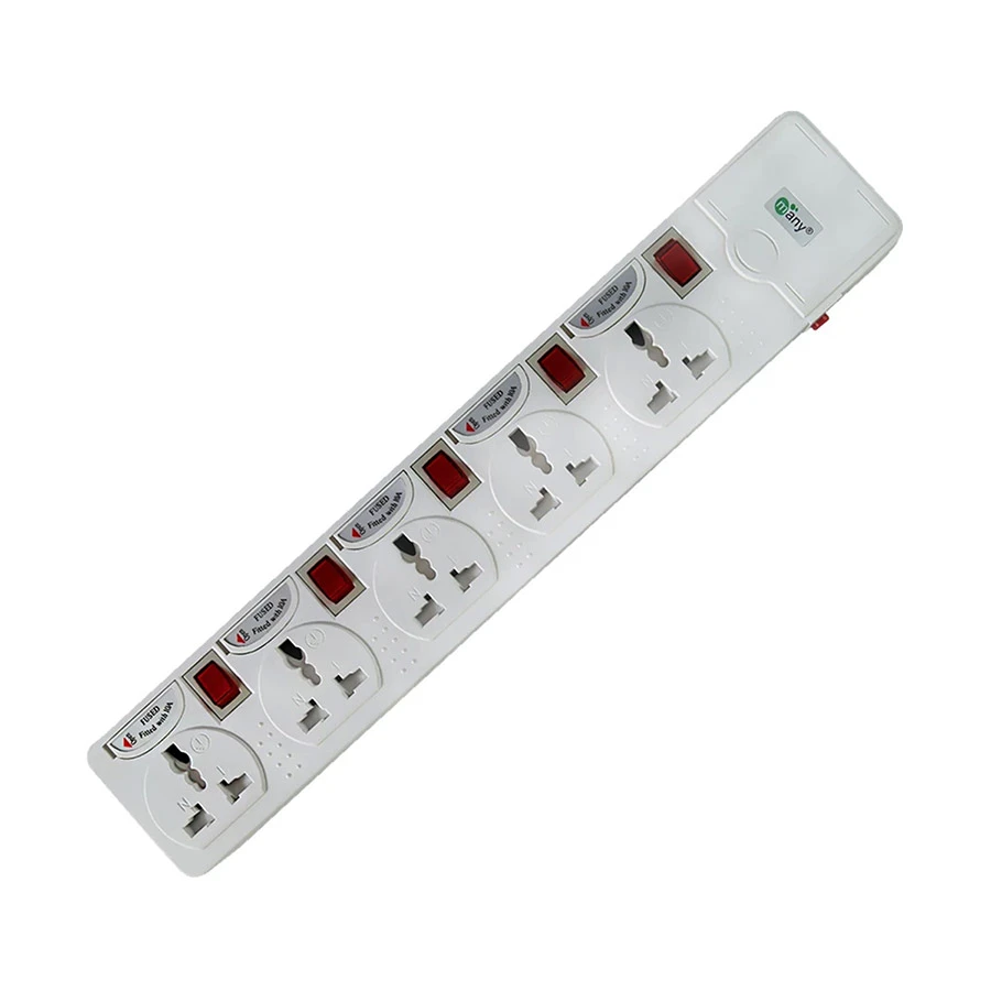 Many MTS-154 2 Pin 5 Port Power Strip 3 Meter White