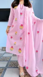 ফ্লোরাল এমব্রয়ডারি কটন গারারা ড্রেস, এমব্রয়ডারি ওড়নাসহ