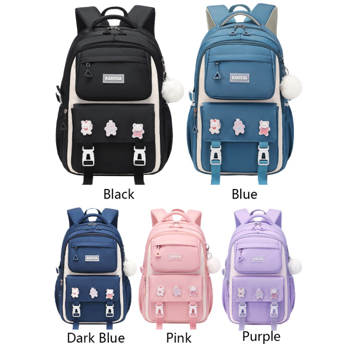 Cute KARISSA Kids Waterproof School Backpack - Black