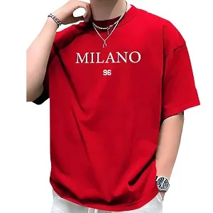 ছেলেদের স্টাইলিশ ড্রপ শোল্ডার টি-শার্ট (Milano Red)