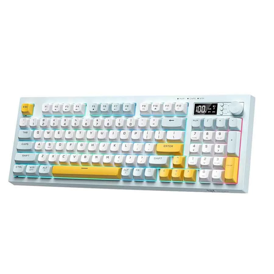 Onikuma G80 Tri Mode RGB Gaming Keyboard, Grayish Blue