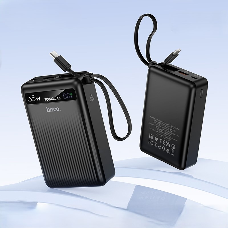 Hoco MMJ-04 20000mAh 35W PD পাওয়ার ব্যাংক, বিল্ট-ইন Type-C ক্যাবল ও LED ডিসপ্লে