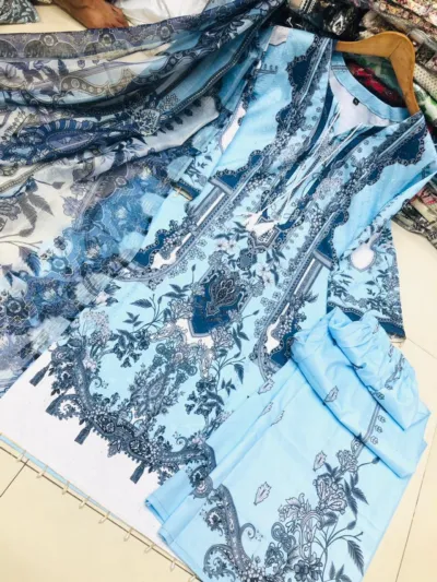 Women's Sequin Embroidery Digital Print Three Piece, 3 Colours