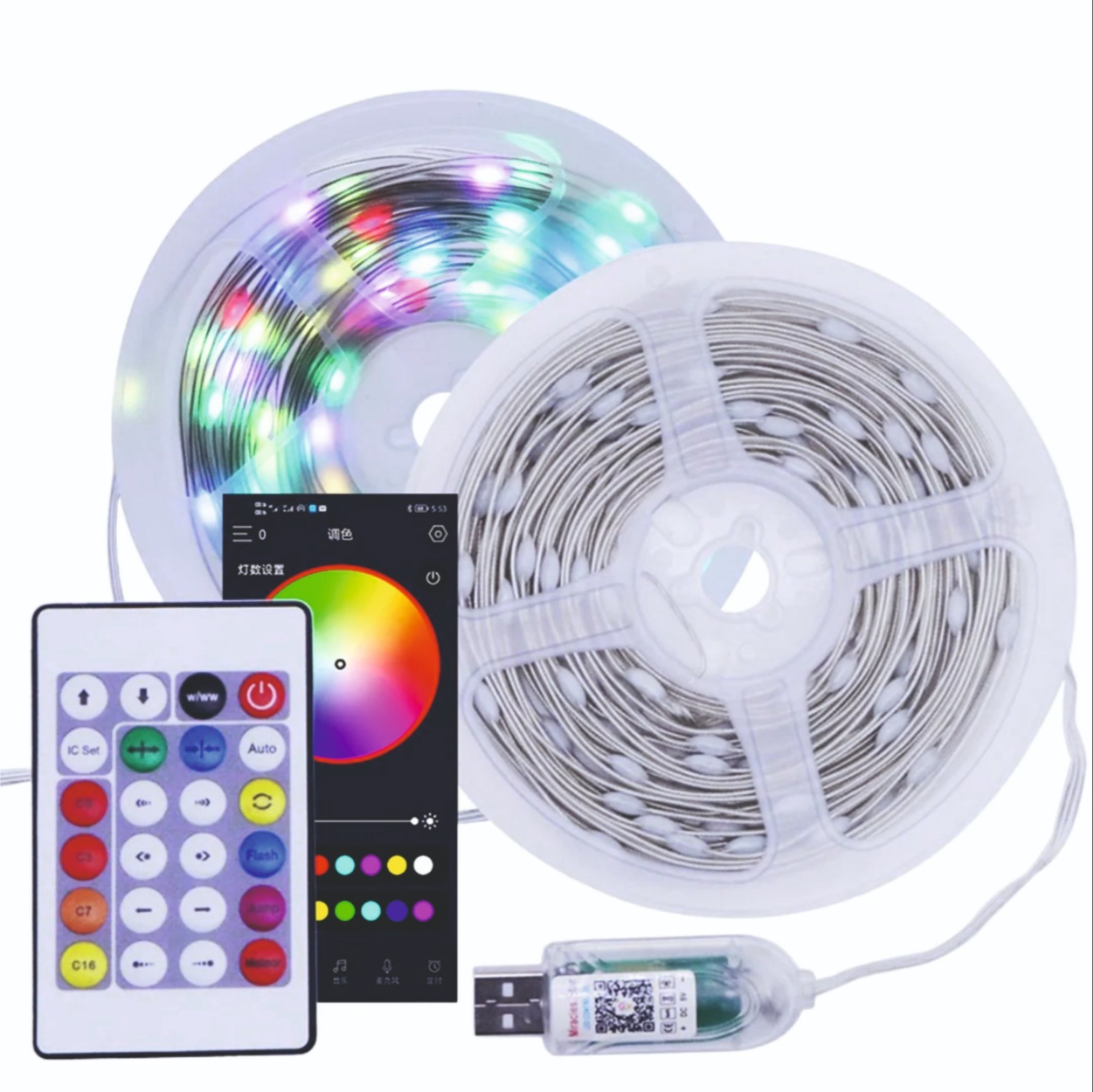 10M RGB মিউজিক LED স্ট্রিং/ফেয়ারি লাইট, USB, রিমোট ও অ্যাপ কন্ট্রোল