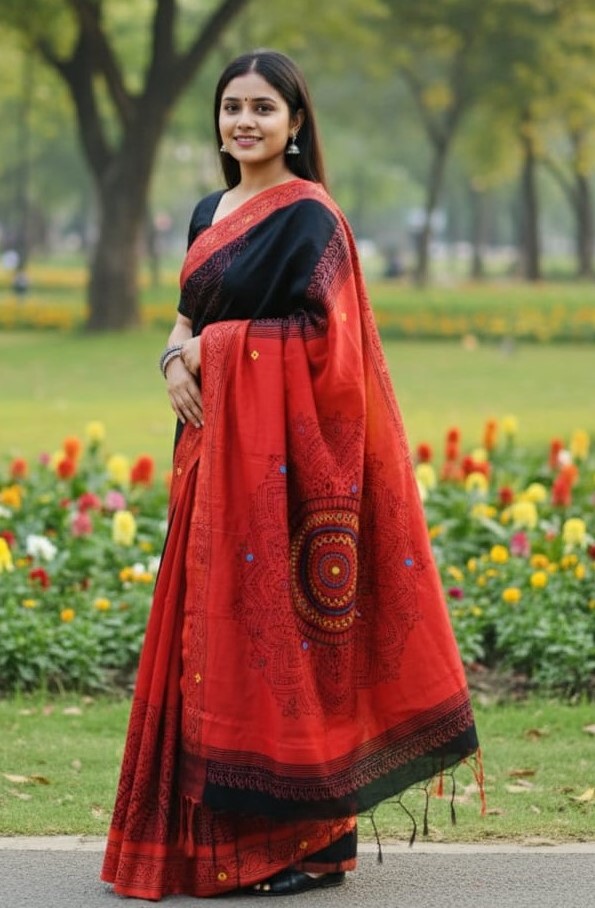 Women's Dhupian Silk Saree, 13 Haath, Without Blouse Piece