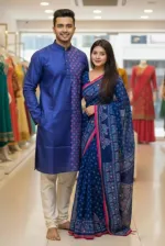 Couple Boutique Silk Saree and Panjabi Set, 13.5 Haath Saree