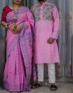 Block Print Dhupian Saree and Panjabi Couple Dress, 38 to 46