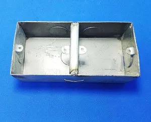 2 গ্যাং স্টিল সুইচ ও সকেট কনসিল্ড বক্স - 18 গেজ