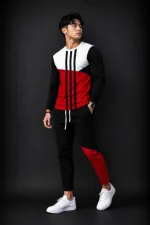 Men's Full Sleeve Mesh T-Shirt and Polyester Trouser Set, 160 GSM