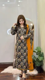 Women's Readymade All Cotton Lace Three Piece, 3 Colours