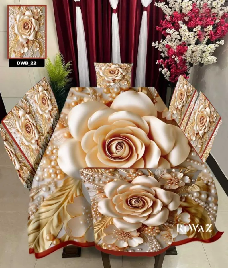ডাইনিং চেয়ার ও টেবিল কভার সেট, 3D প্রিন্ট, 18 x 21 ইঞ্চি