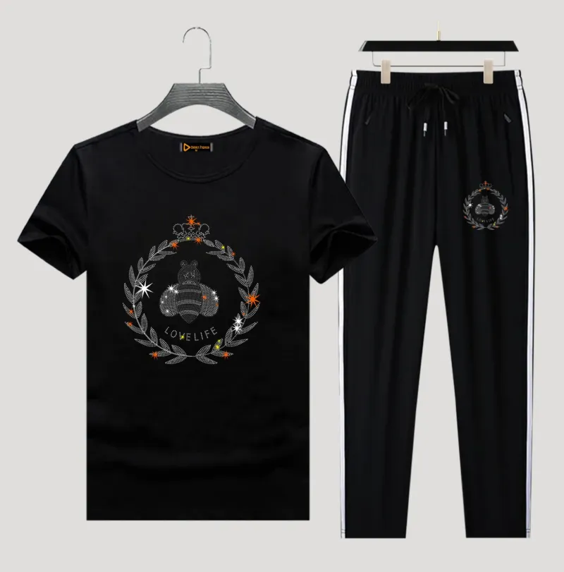 Men's Pure Cotton T-Shirt and Trouser Two-Piece Combo, 6 Colours
