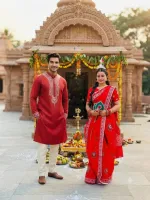 Couple Saree and Dhupian Silk Panjabi Set, Panjabi Sizes 38 to 46