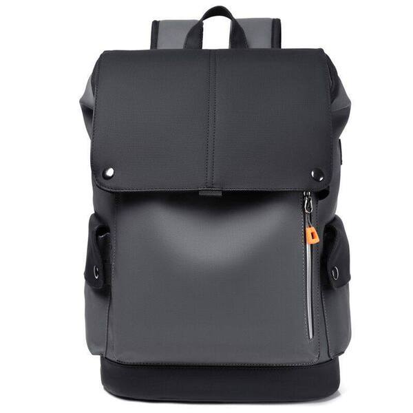 Men's Premium Waterproof PU Leather Laptop Backpack - Ash