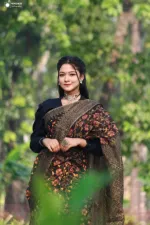 হাফ সিল্কের মহিলা স্ক্রিন প্রিন্ট শাড়ি, দৈর্ঘ্য 12 হাত