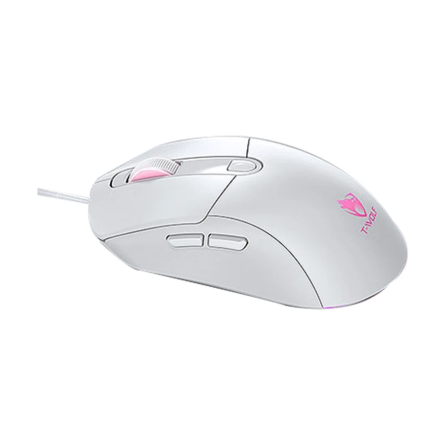 T-Wolf G550 RGB Gaming Mouse White with Purple Gengar Kuromi Sticker