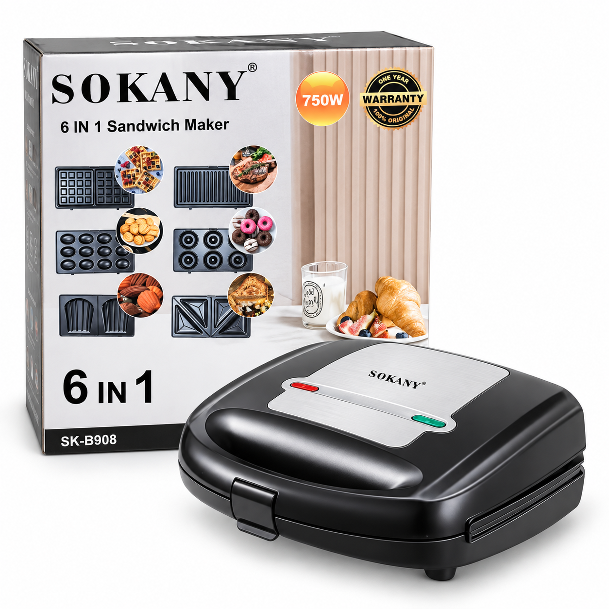 SOKANY 6 in 1 Sandwich Maker