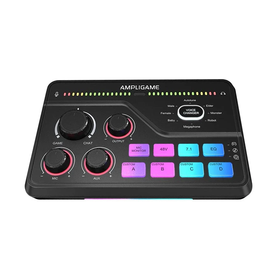 Fifine AmpliGame SC8 RGB Audio Mixer with USB-C and Optical Input