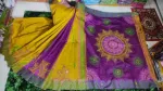 Block Print Dhupian Silk Saree with Embroidery, 13 Haath Long