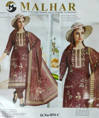 MALHAR 100% কটন লন ডিজিটাল প্রিন্টেড থ্রি পিস