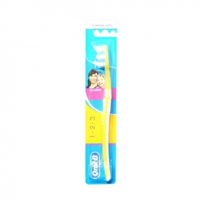 Oral-B 1 2 3 Classic 40 মিডিয়াম টুথব্রাশ, হলুদ