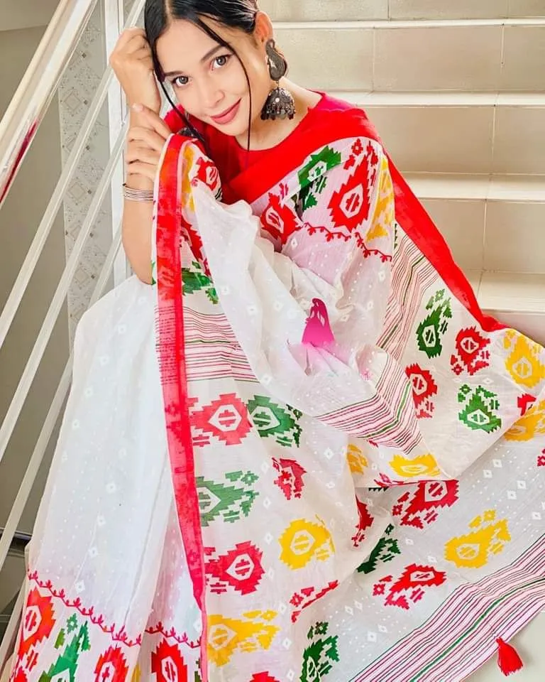 Women's Half Silk Saree with Screen Print Work, No Blouse Piece