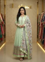 সেমি-স্টিচড জর্জেট এমব্রয়ডারি পার্টি ড্রেস, ইনার সহ