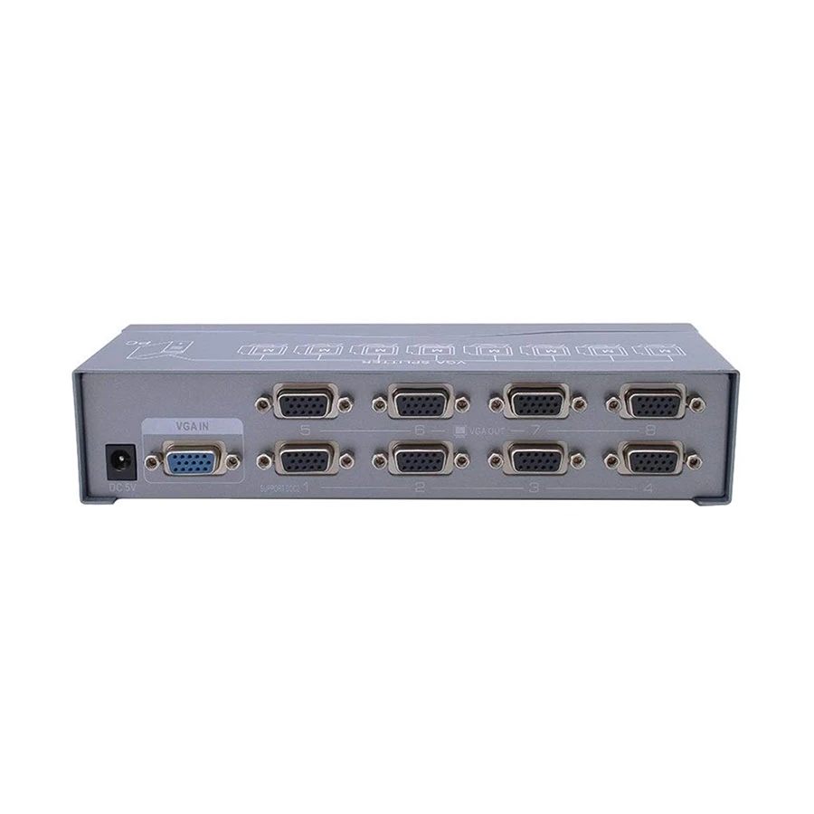 Dtech DT-7258 VGA 1 In 8 Out Splitter with Power Adapter, Gray