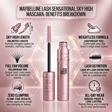 Maybelline Sky High ওয়াশেবল মাসকারা 801 Very Black, লিমিটেড এডিশন