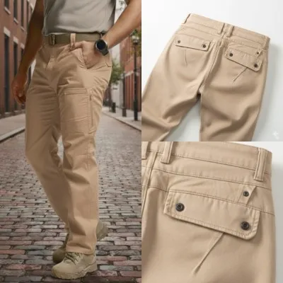 Men's Twill Stretch Trousers, 98% Cotton 2% Spandex, Waist 30 to 38