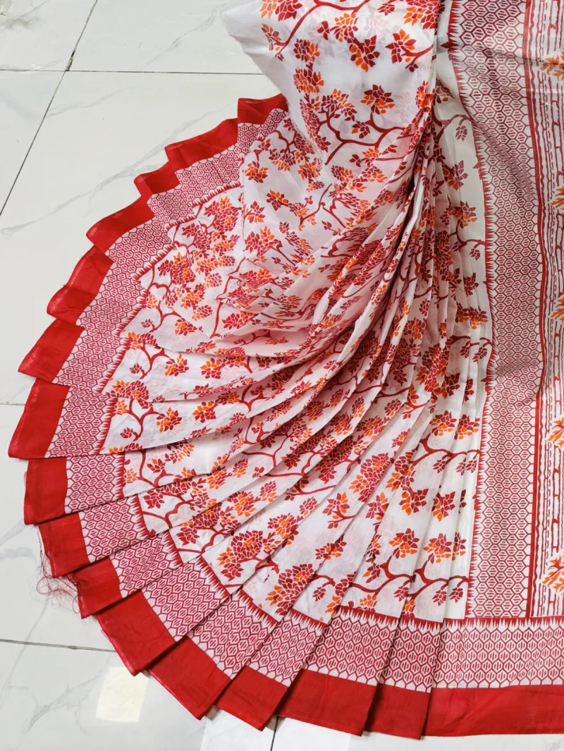 Half Silk Skin Print Saree, 12 Haath, No Blouse Piece