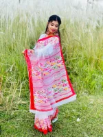 Half Silk Screen Printed Saree in 6 Colours, 12 Haath