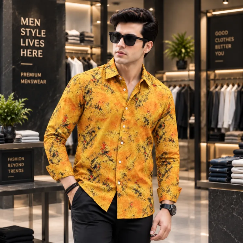 Men's Full Sleeve Micro Stitch Digital Print Shirt, M to XXL