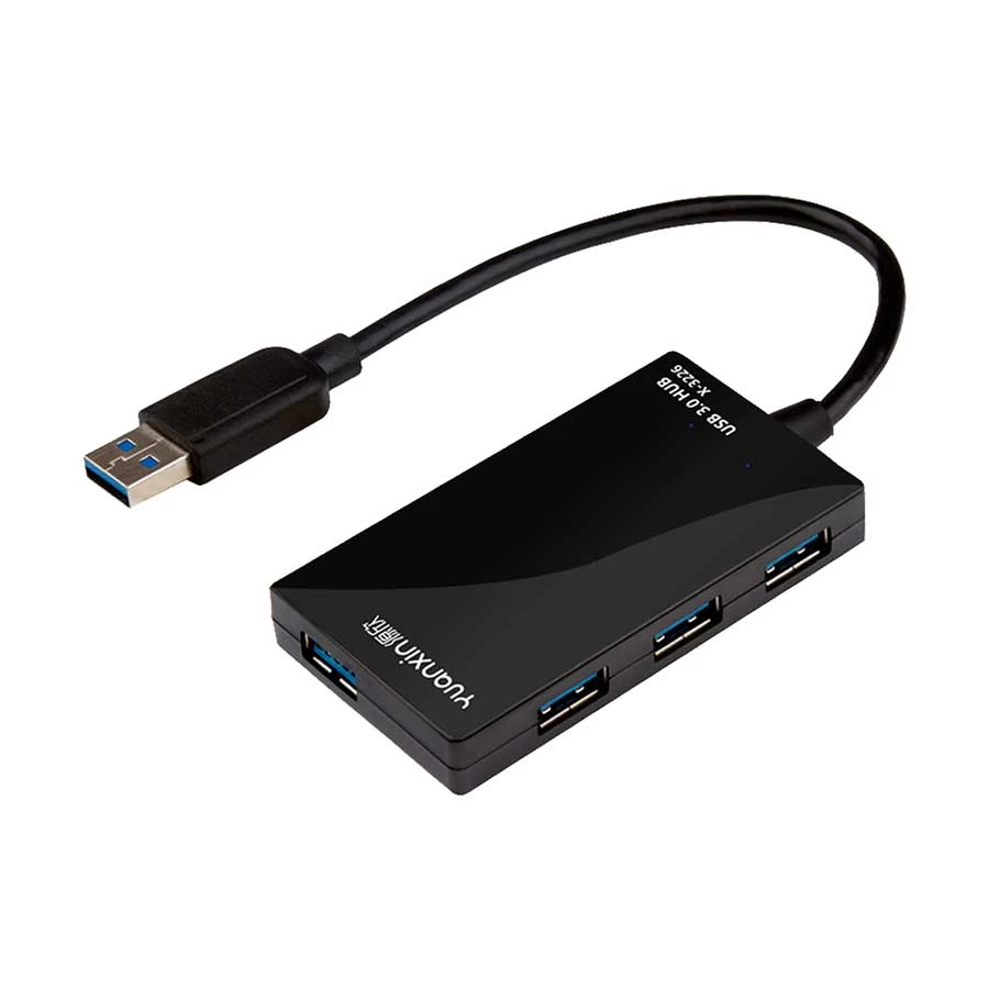 Yuanxin X-3226 USB Male to Quad USB Female Hub Black 0.25 Meter