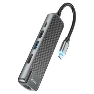 Hoco HB23 5-in-1 USB Type-C হাব, সাথে HDMI, USB3.0, USB2.0, RJ45 ও PD পোর্ট