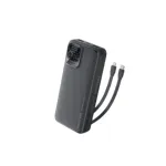 Vention I15BB-V2 20000mAh 22.5W পাওয়ার ব্যাংক, বিল্ট-ইন USB-C ও Lightning কেবলসহ – কালো