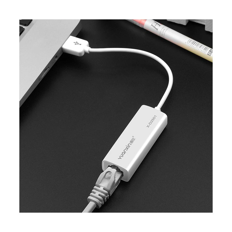 Yuanxin X-D2501 USB Male to LAN Female White Converter