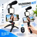 3-in-1 প্রফেশনাল ভ্লগিং কিট – শটগান মাইক, LED লাইট ও ট্রাইপড