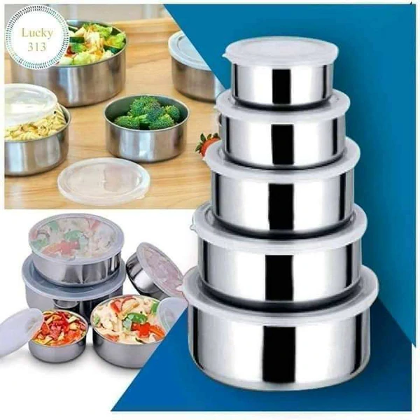 স্টেইনলেস স্টিল 5Pcs Bowl সেট/ (লট গ্রেন স্টোরেজ বক্স)