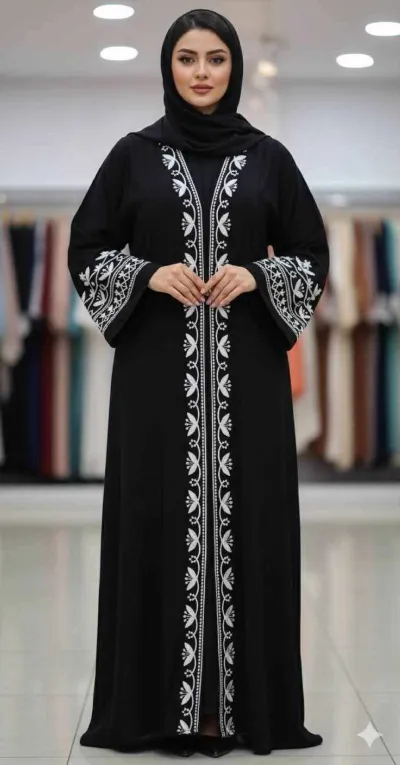 Moriyom Cherry Borka with Koti, Inner and Hijab, Body 36-48